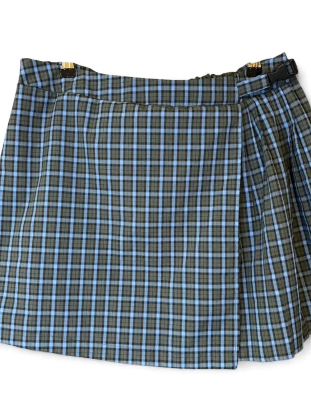 wild fable Blue and Black Plaid Pleated Mini Skirt